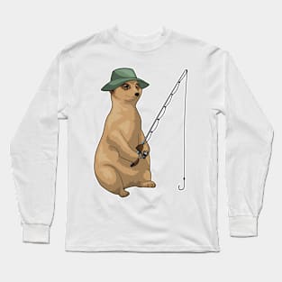 Meerkat Fishing Fisher Fishing rod Long Sleeve T-Shirt